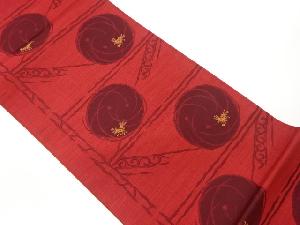 丸文に草花模様織出し洒落袋帯